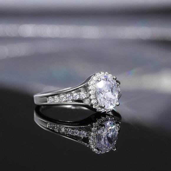 🌸Three Layer Crystal Pure Oval Zircon Wedding Clear Rings for Women, MARR9021 - Picture 3 of 6